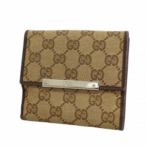 Gucci GG Canvas Wallet 112664 Brown Canvas with Silver Hardware  Women's - Picture 1 of 10